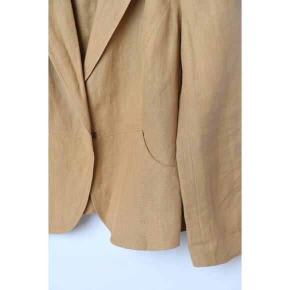 Vintage DKNY Women’s Camel 100% Linen Blazer Jacket Size 8 - Picture 6 of 16